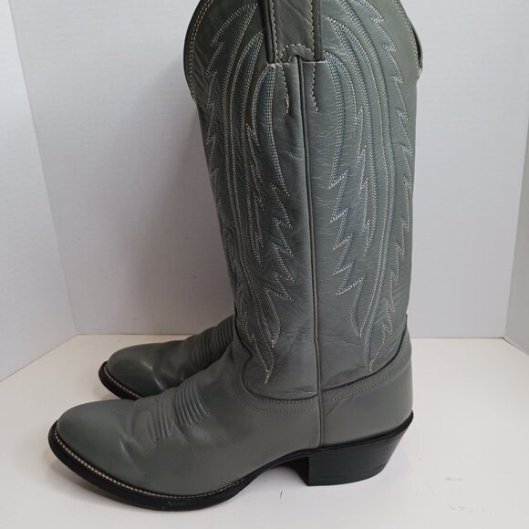 Vintage Justin Men's size 8D Western Style 1226 Grey Leather Cowboy Boot - Picture 10 of 12